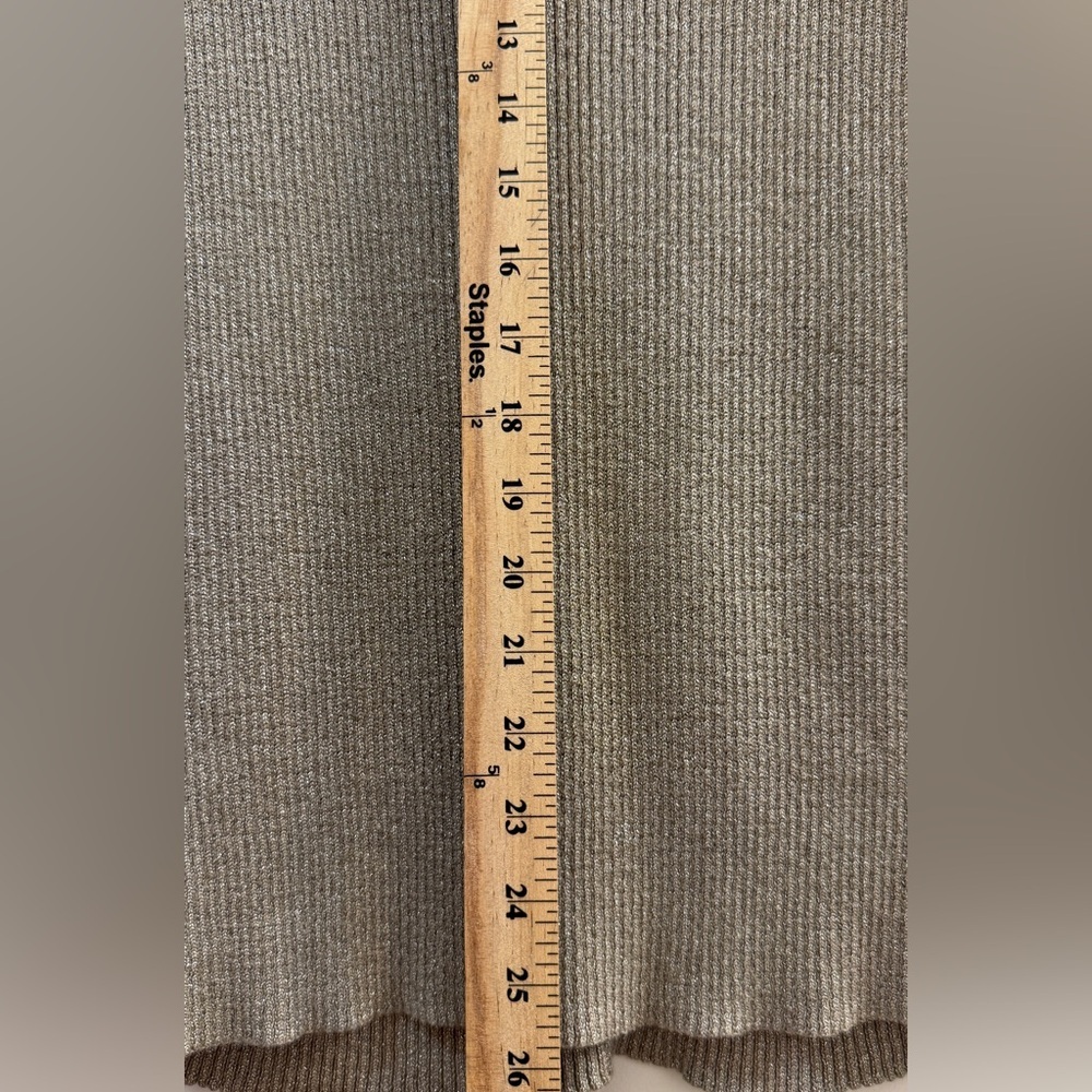 Lauren Ralph Lauren Gold Metallic V-Neck Sweater XL Shimmer Ribbed Knit - Picture 8 of 11